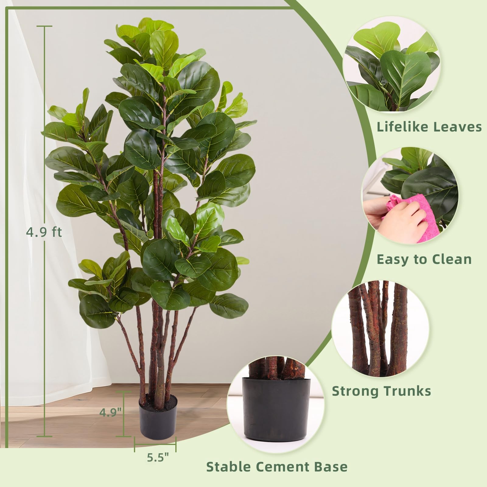 Pohon Fiddle Leaf Fig Buatan,  - Ficus Lyrata Tree ulasan dan harga